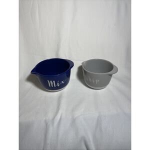 Symphony Stoneware Nesting Mixing Bowls Pottery Set 2 Blue/ White, Tan/ White